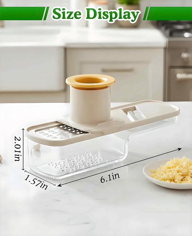 Geyynow 2PCS Small Multifunctional Garlic Grinder Hand, Mini Garlic Slicer Super Thin with Container - Image 2